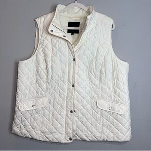 Talbots cream zip front quilted vest size 2X XXL